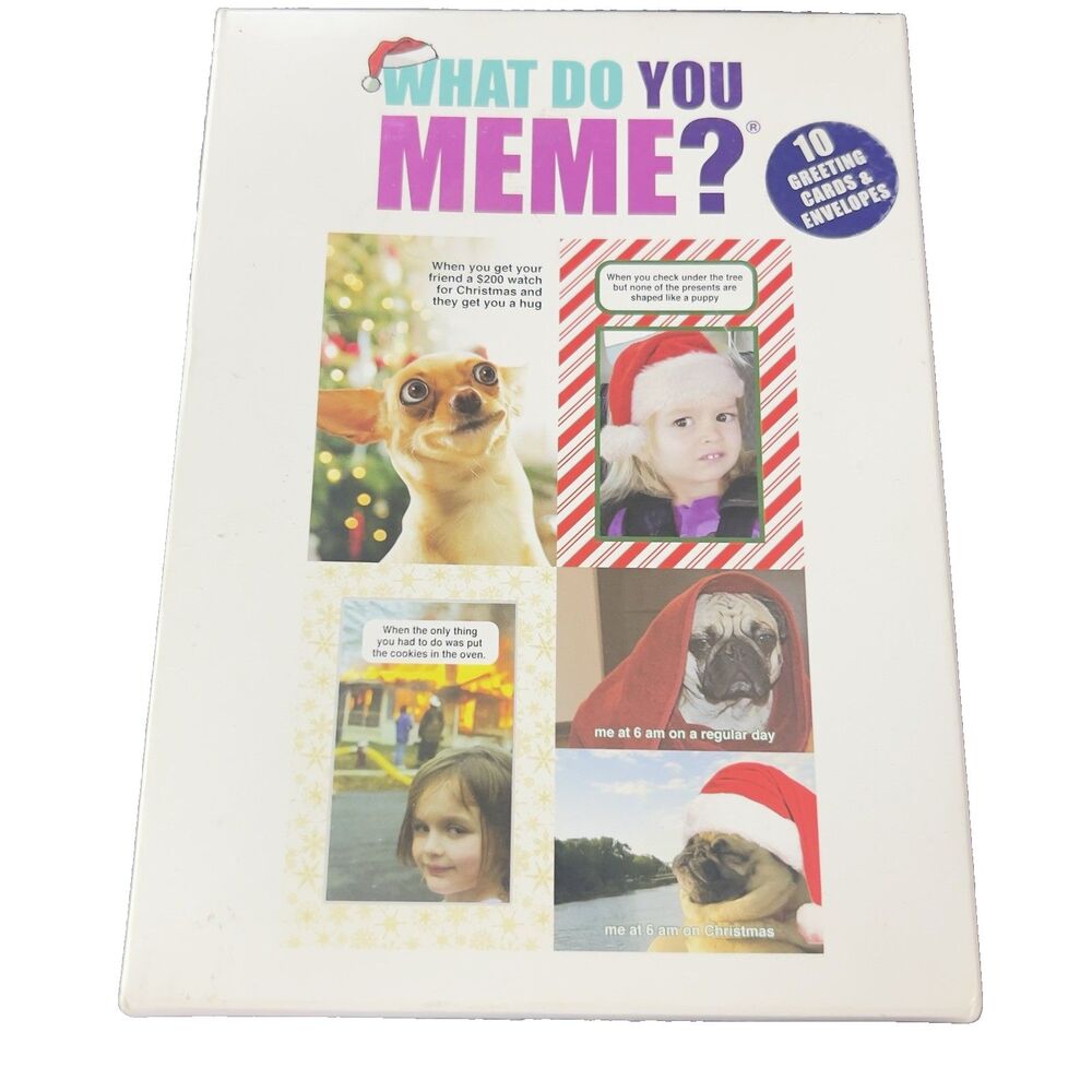 NIB "What Do You Meme?" 9 Holiday Greeting Cards And Envelopes